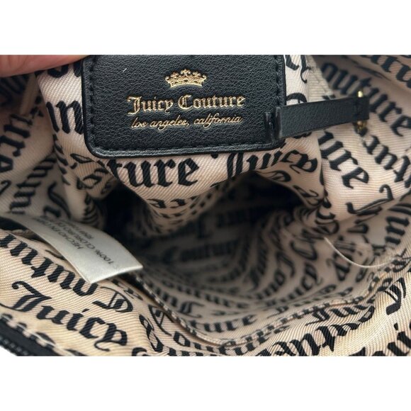 JUICY COUTURE Blk Chain Logo Crossbody Gold Hardware Gothic Monogram Lining Y2K - Picture 7 of 10
